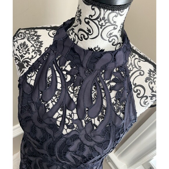 Bardot Isa Cocktail Dress Size 10 Lace Halter French Navy Lined Evening Party - Picture 3 of 12